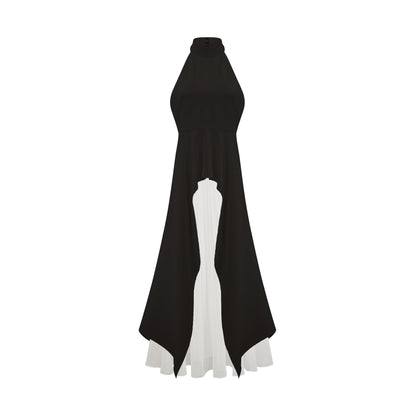 Inés halterneck layered long dress