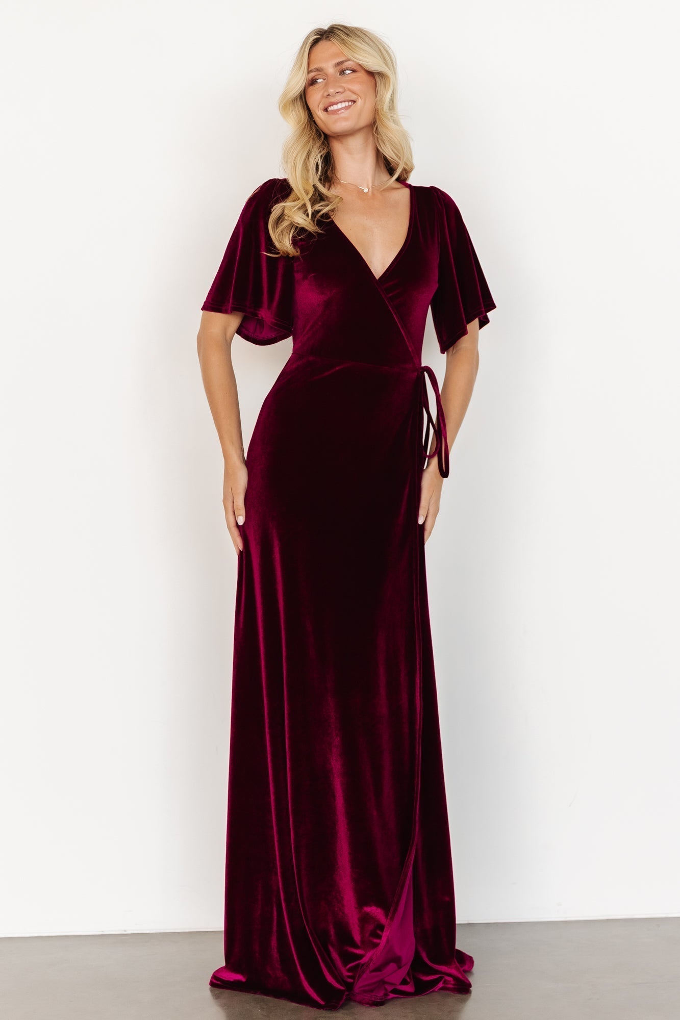 Mulberry | Meghan Wrap-Style Long Velvet Dress