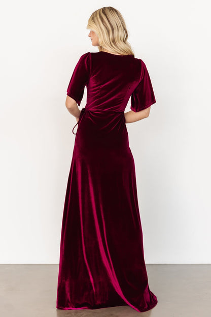 Mulberry | Meghan Wrap-Style Long Velvet Dress