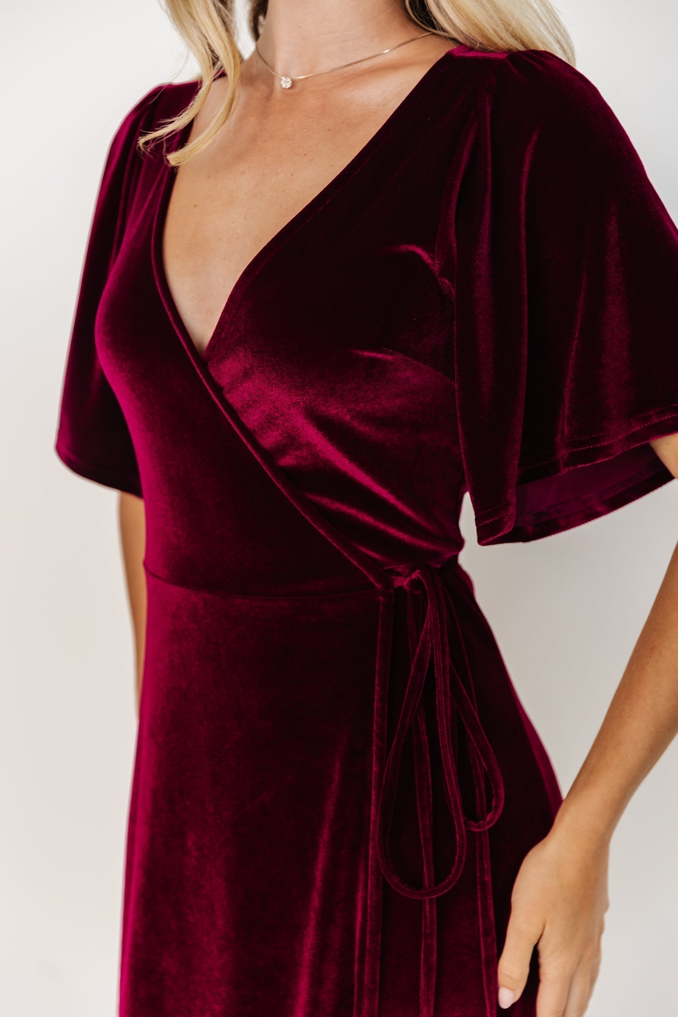 Mulberry | Meghan Wrap-Style Long Velvet Dress