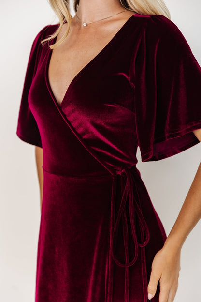 Mulberry | Meghan Wrap-Style Long Velvet Dress