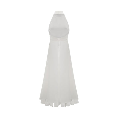 Inés halterneck layered long dress