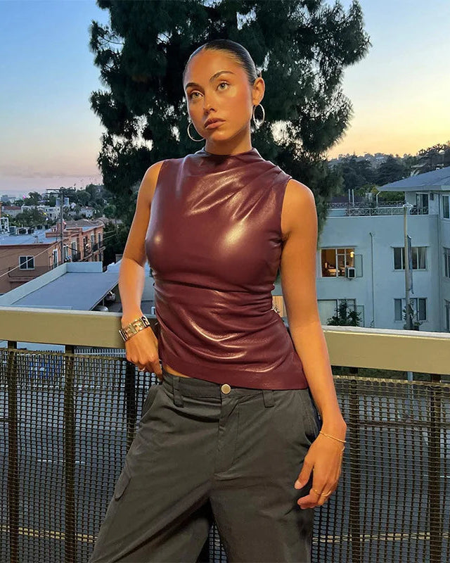 OLIVIA | Luxe Leather Top