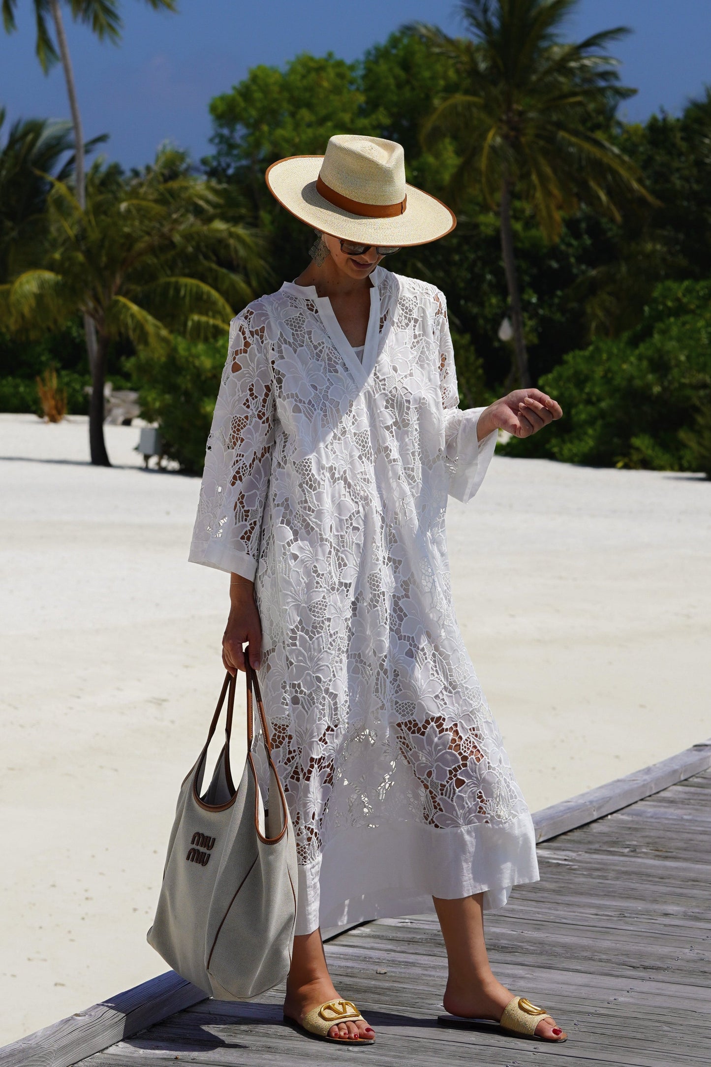 Luana Dress in White Lace