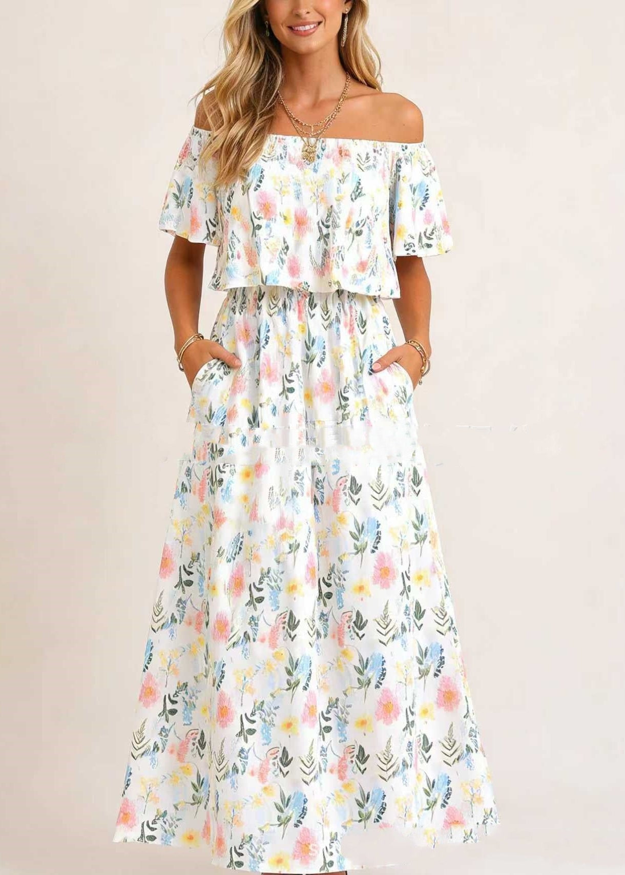 Riviera Off-Shoulder Maxi
