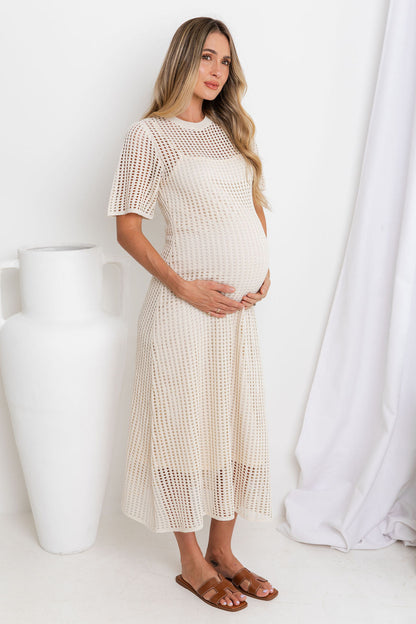 Airlie Crochet Maxi Dress - Natural 🖤