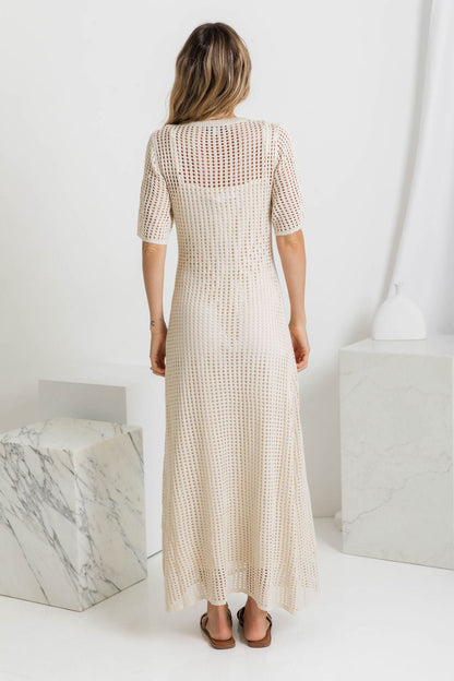 Airlie Crochet Maxi Dress - Natural 🖤