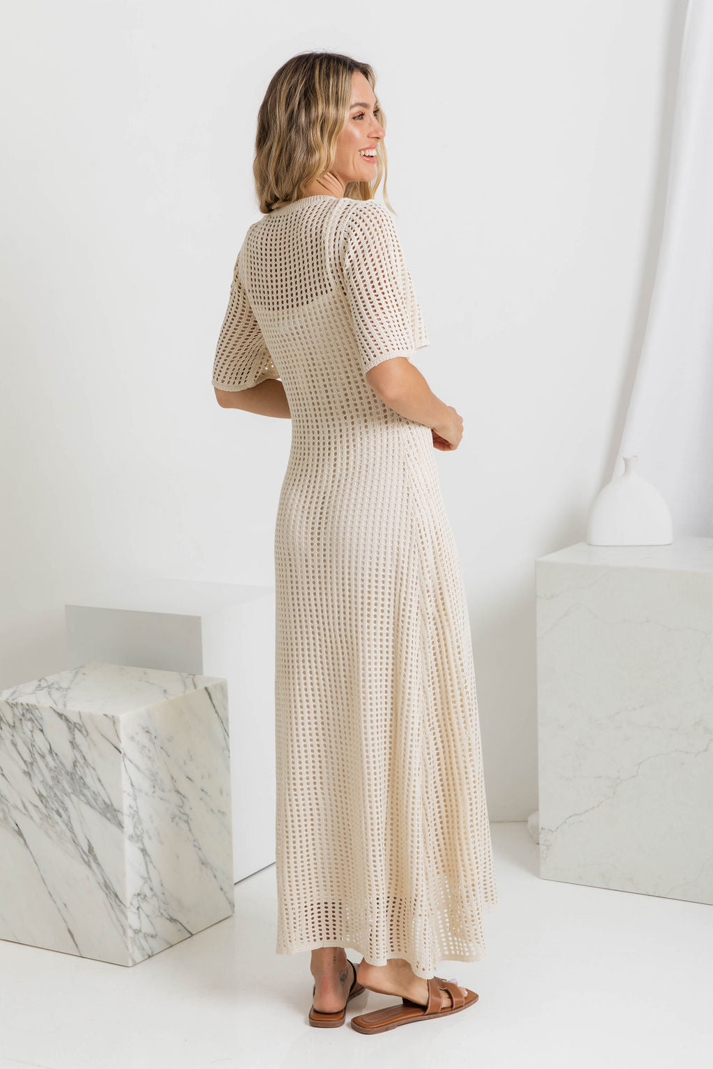 Airlie Crochet Maxi Dress - Natural 🖤