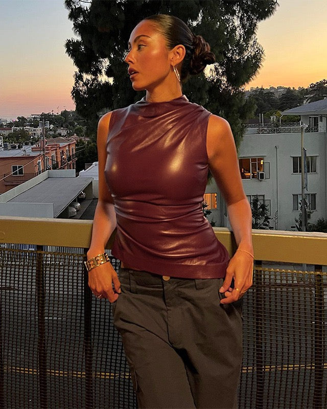OLIVIA | Luxe Leather Top