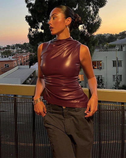 OLIVIA | Luxe Leather Top