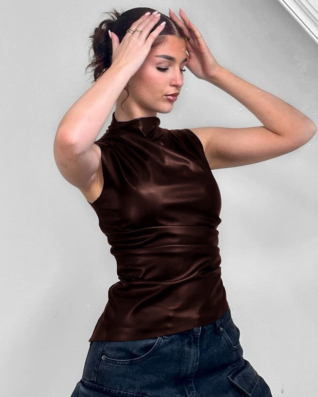 OLIVIA | Luxe Leather Top