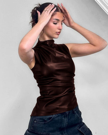 OLIVIA | Luxe Leather Top