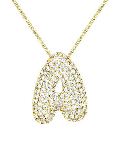 Luna Bubble Letter (A-Z) Necklace