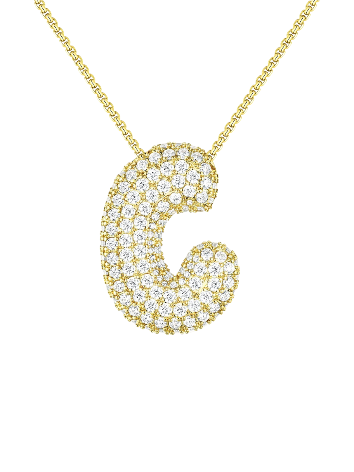 Luna Bubble Letter (A-Z) Necklace