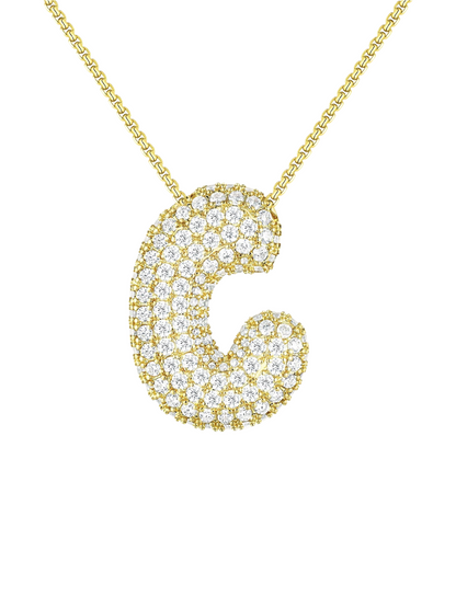 Luna Bubble Letter (A-Z) Necklace