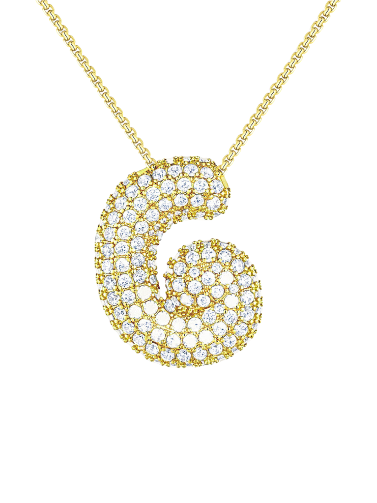 Luna Bubble Letter (A-Z) Necklace