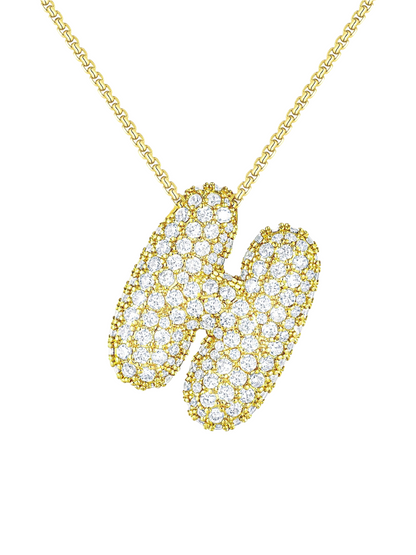 Luna Bubble Letter (A-Z) Necklace