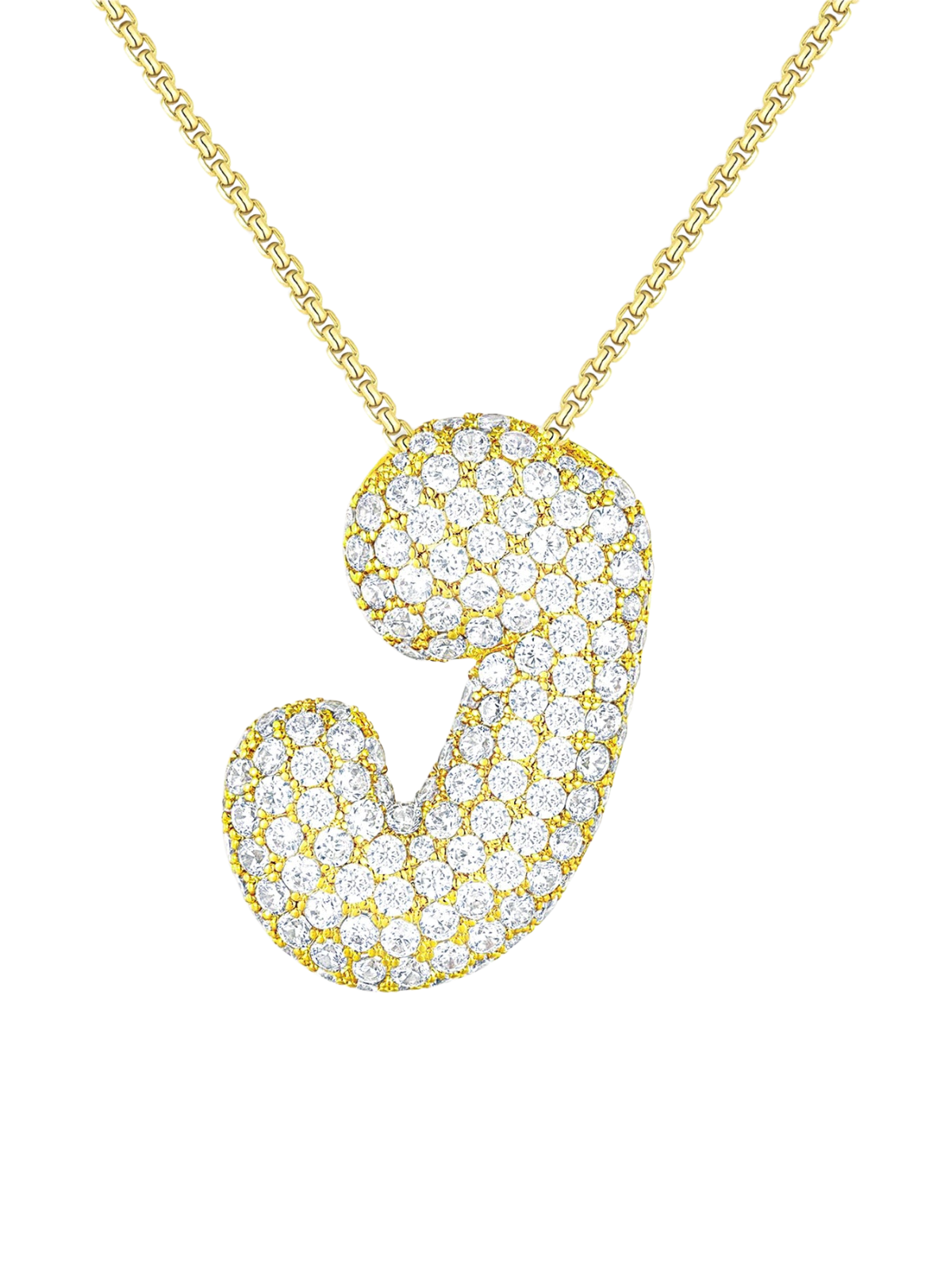 Luna Bubble Letter (A-Z) Necklace