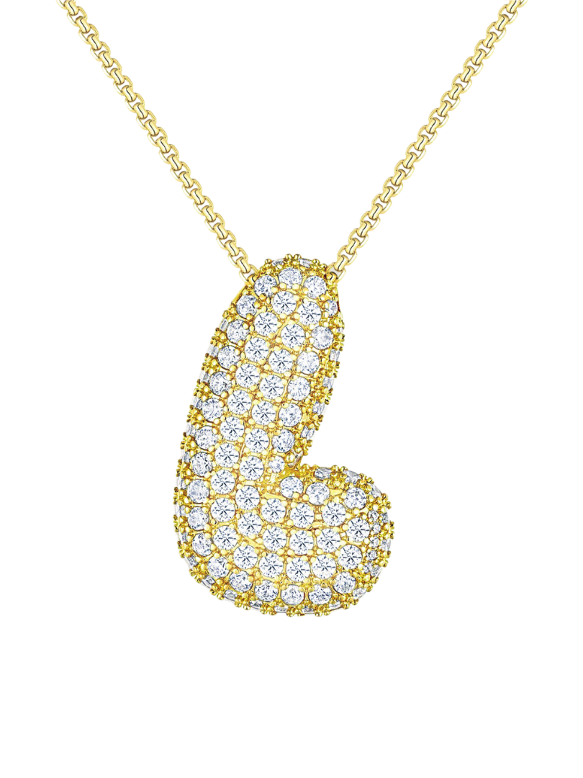 Luna Bubble Letter (A-Z) Necklace