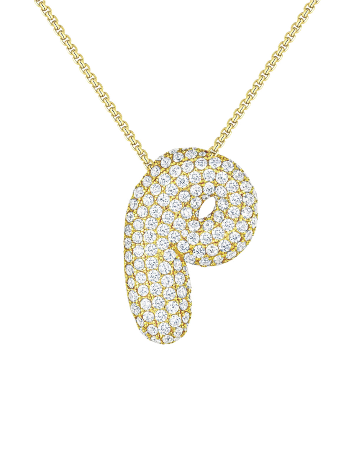 Luna Bubble Letter (A-Z) Necklace
