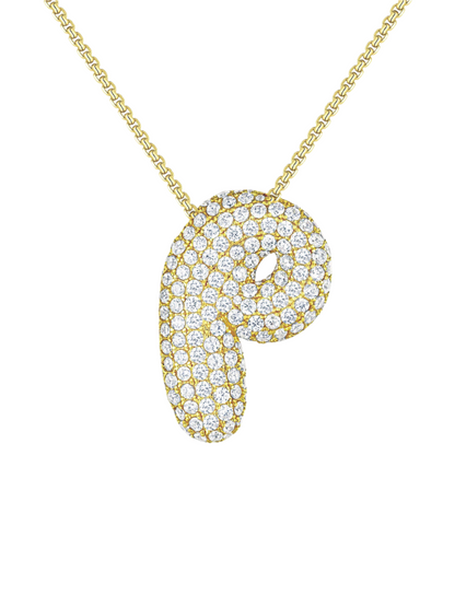 Luna Bubble Letter (A-Z) Necklace
