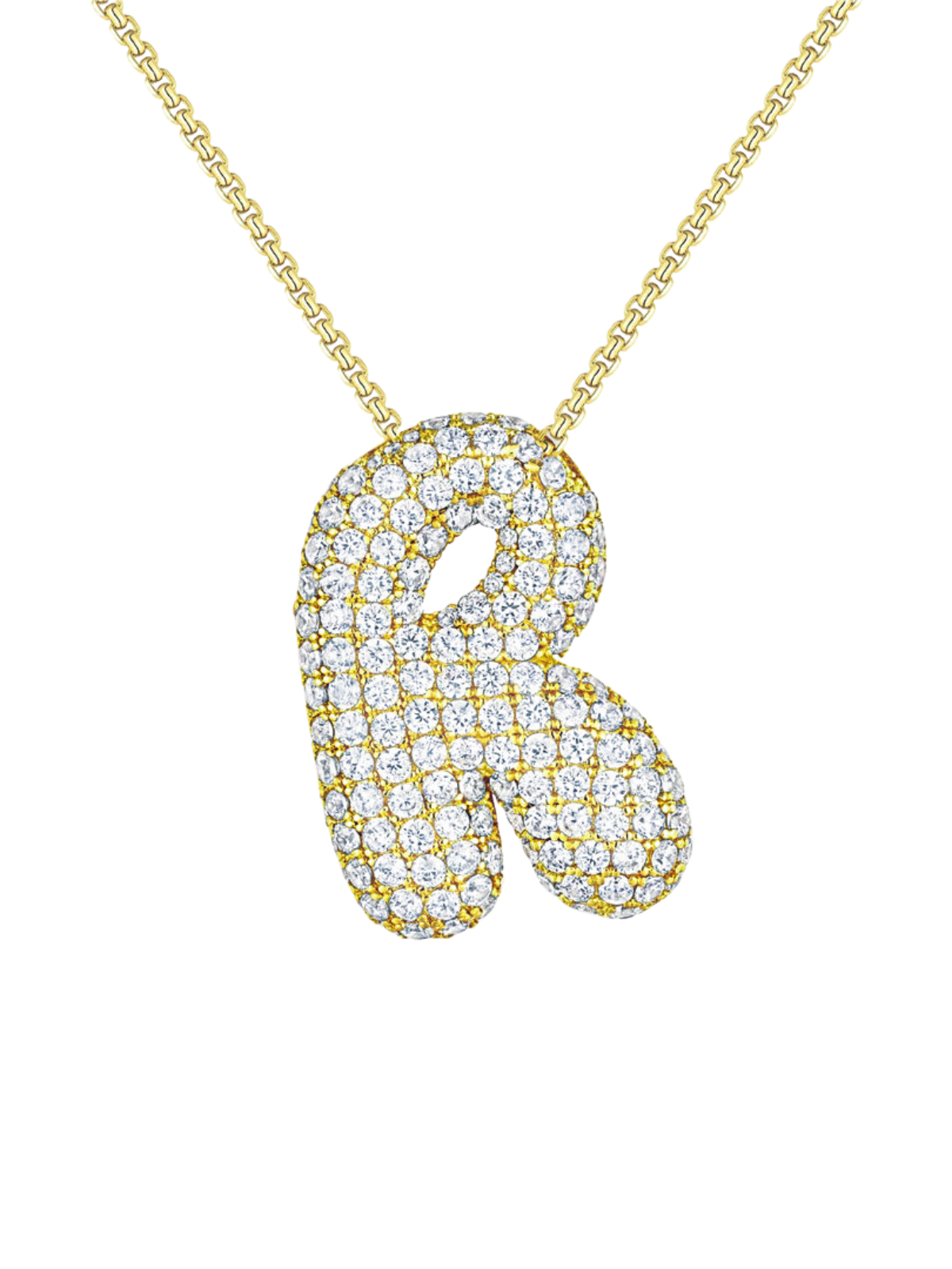 Luna Bubble Letter (A-Z) Necklace