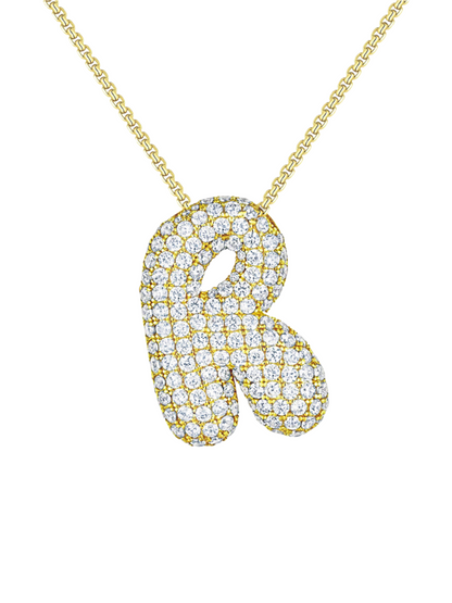 Luna Bubble Letter (A-Z) Necklace