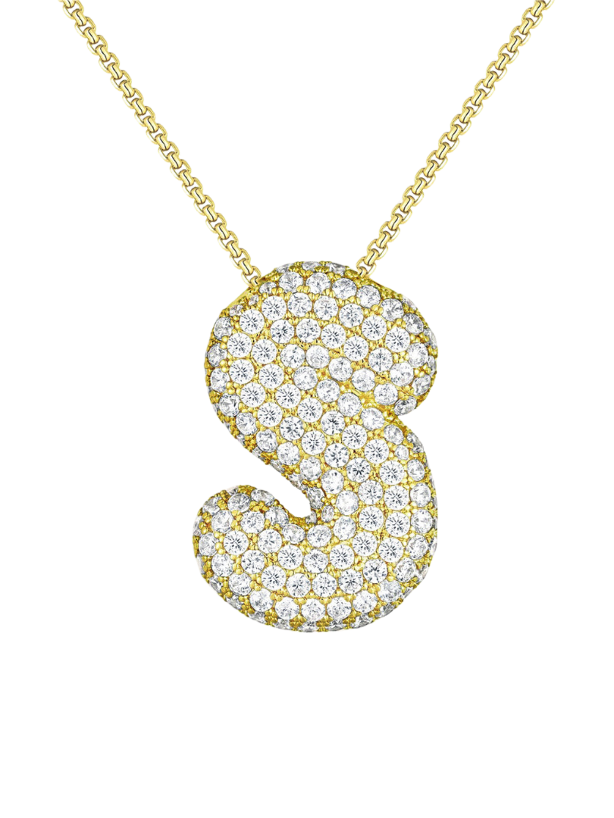 Luna Bubble Letter (A-Z) Necklace