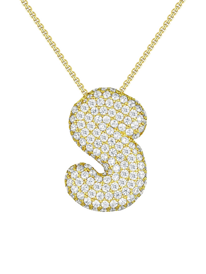Luna Bubble Letter (A-Z) Necklace