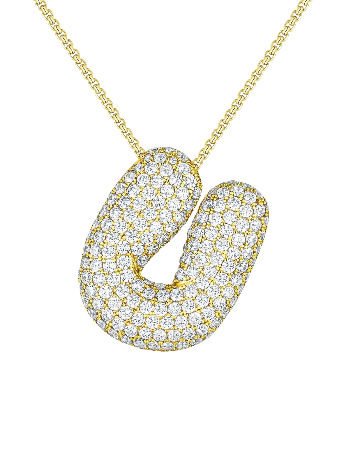 Luna Bubble Letter (A-Z) Necklace