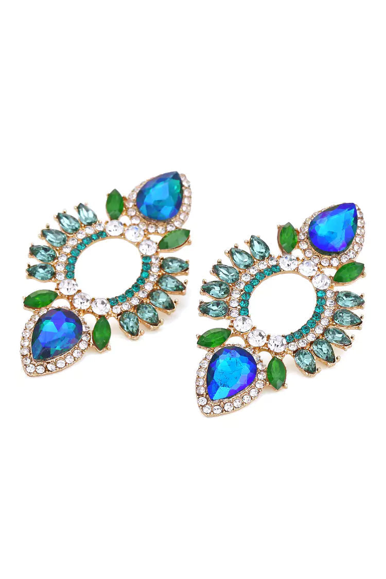 Xylona Blue Rhinestone Earrings