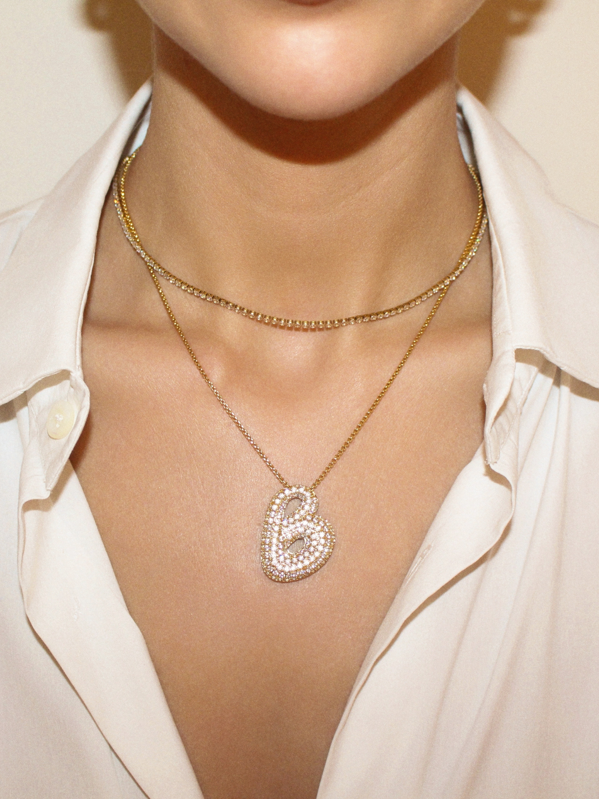 Luna Bubble Letter (A-Z) Necklace