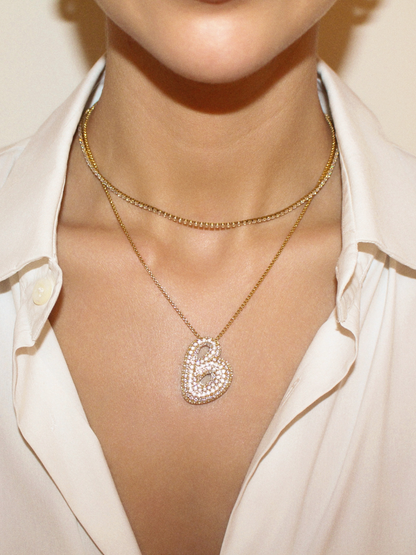Luna Bubble Letter (A-Z) Necklace
