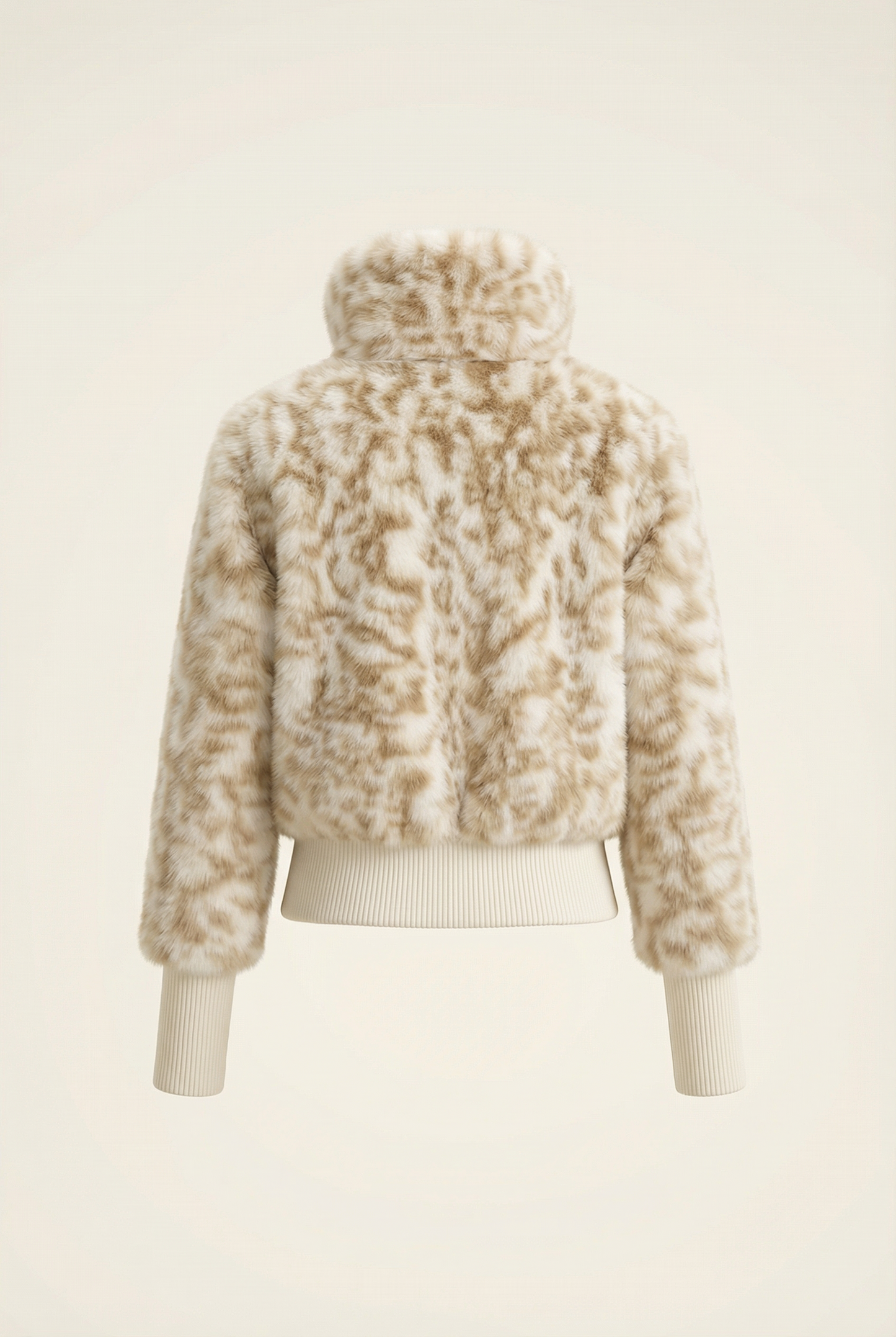 Julie Short Jacket with Stand Collar – Beige & Brown