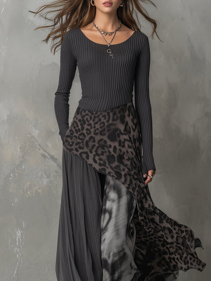 Sophia | Long bohemian-style dress with leopard print