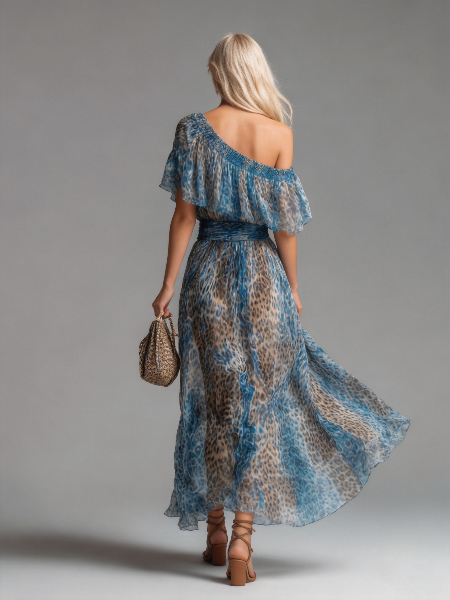Selvaggia – Leopard Print Off-Shoulder Chiffon Maxi Dress 🖤