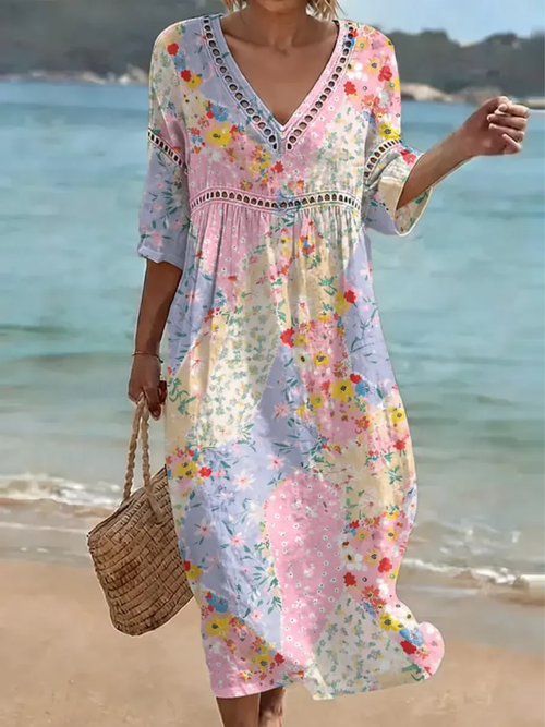 Clara Waverly ™ | Floral Patchwork Dress