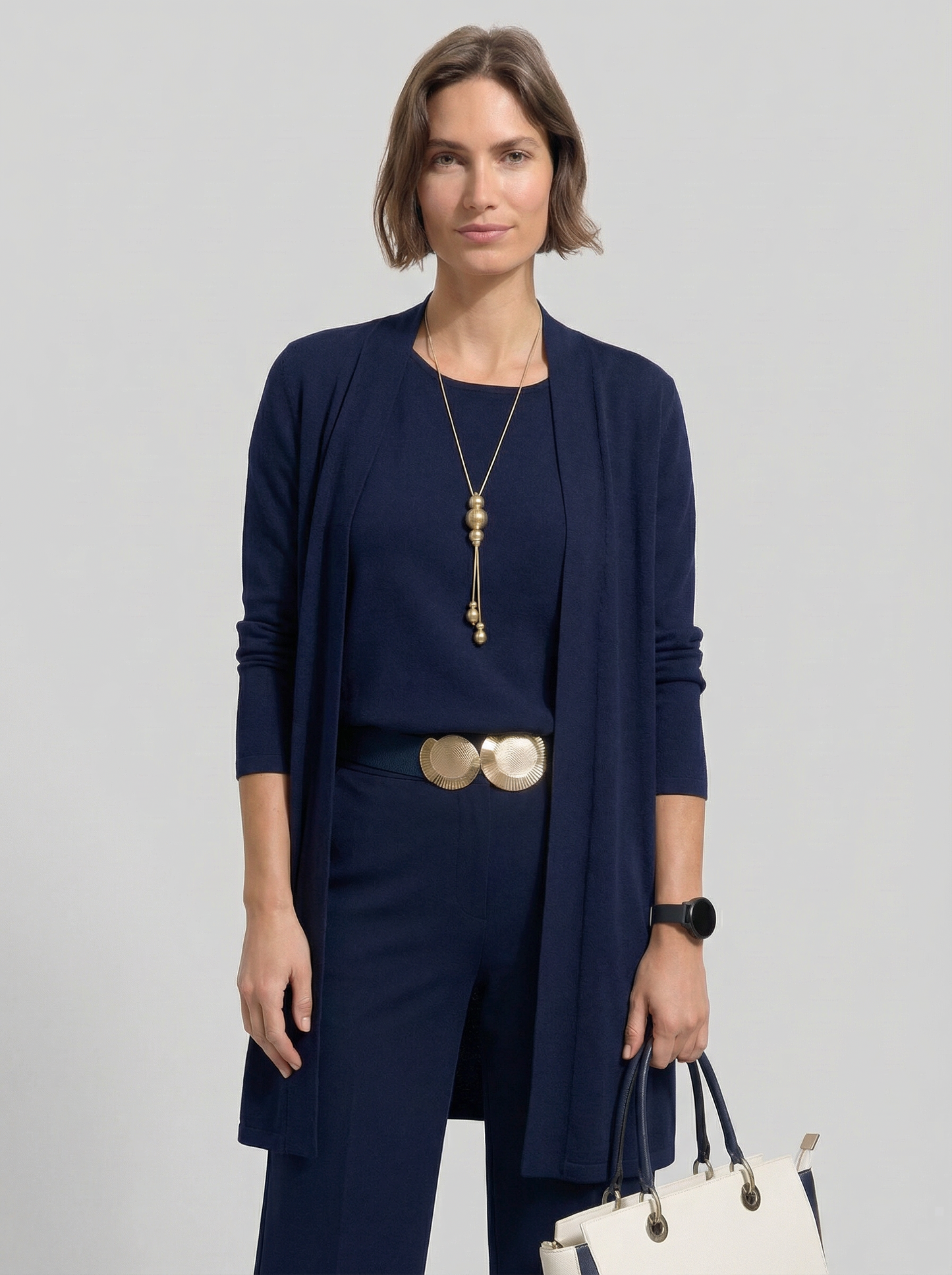 Elena Set – Long Cardigan, Top and Trousers