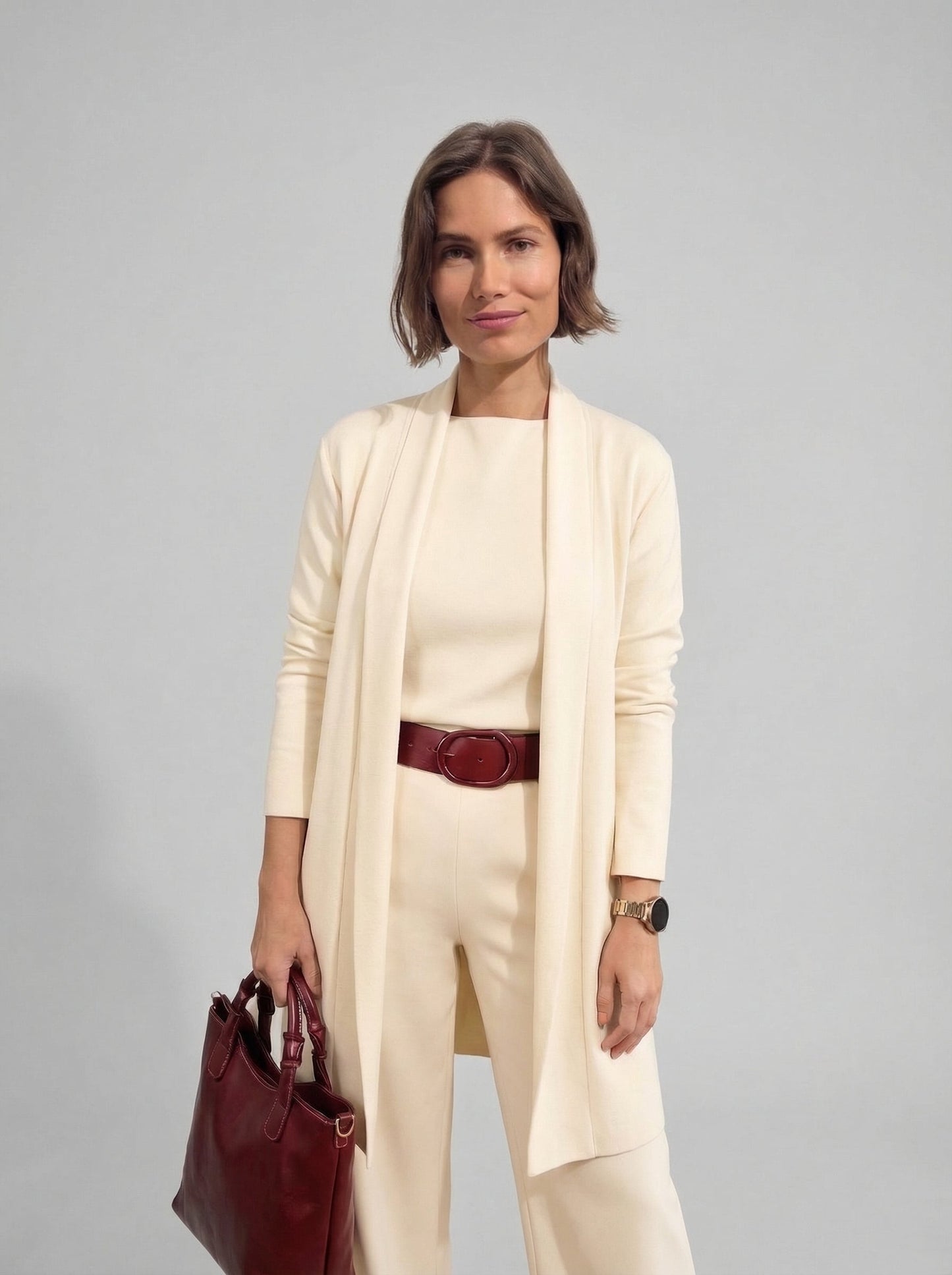 Elena Set – Long Cardigan, Top and Trousers