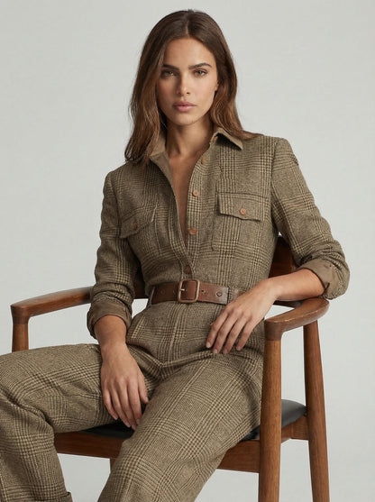 Celia | Checked Jumpsuit with Sophisticated Details • S1