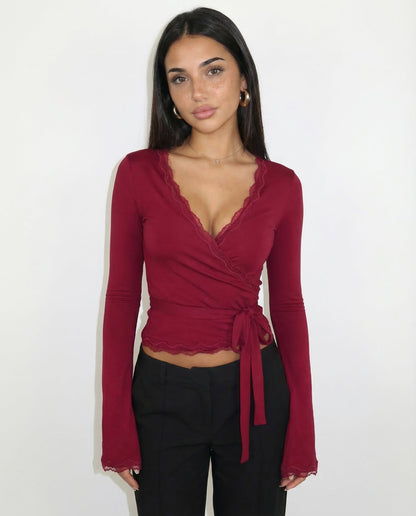 OLIVIA | Lace Wrap Top 
