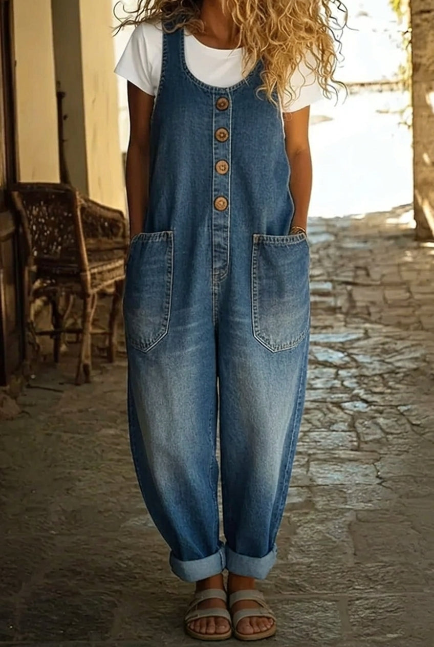 Renley London - Vintage Washed Cotton Denim Overalls