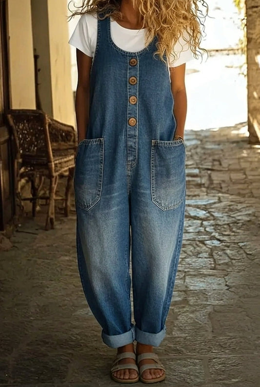 Renley London - Vintage Washed Cotton Denim Overalls