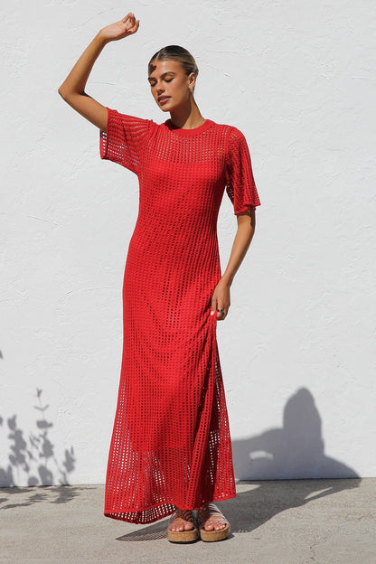 Airlie Crochet Maxi Dress - Natural 🖤