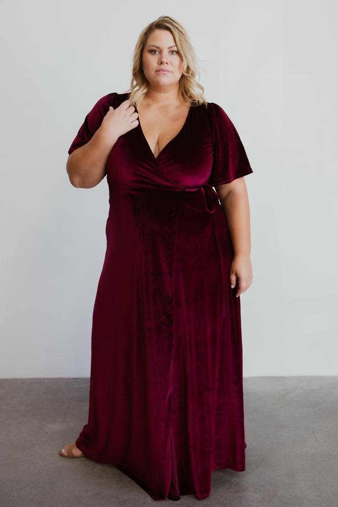Mulberry | Meghan Wrap-Style Long Velvet Dress