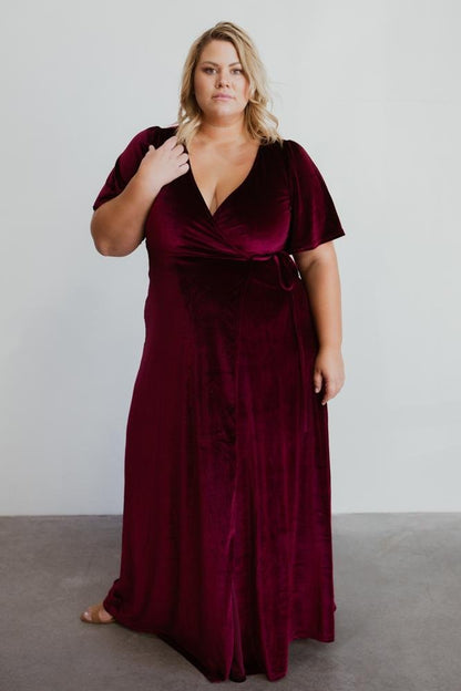 Mulberry | Meghan Wrap-Style Long Velvet Dress