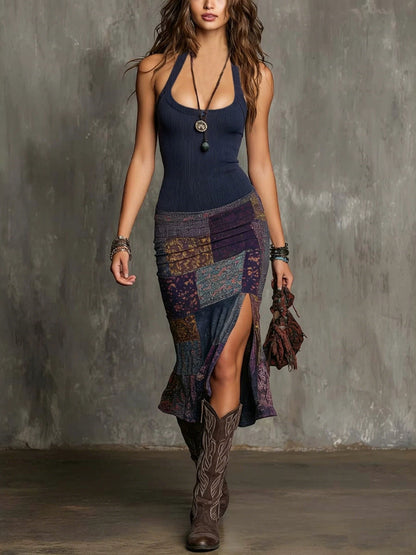 Selena | Boho patchwork dress with straps