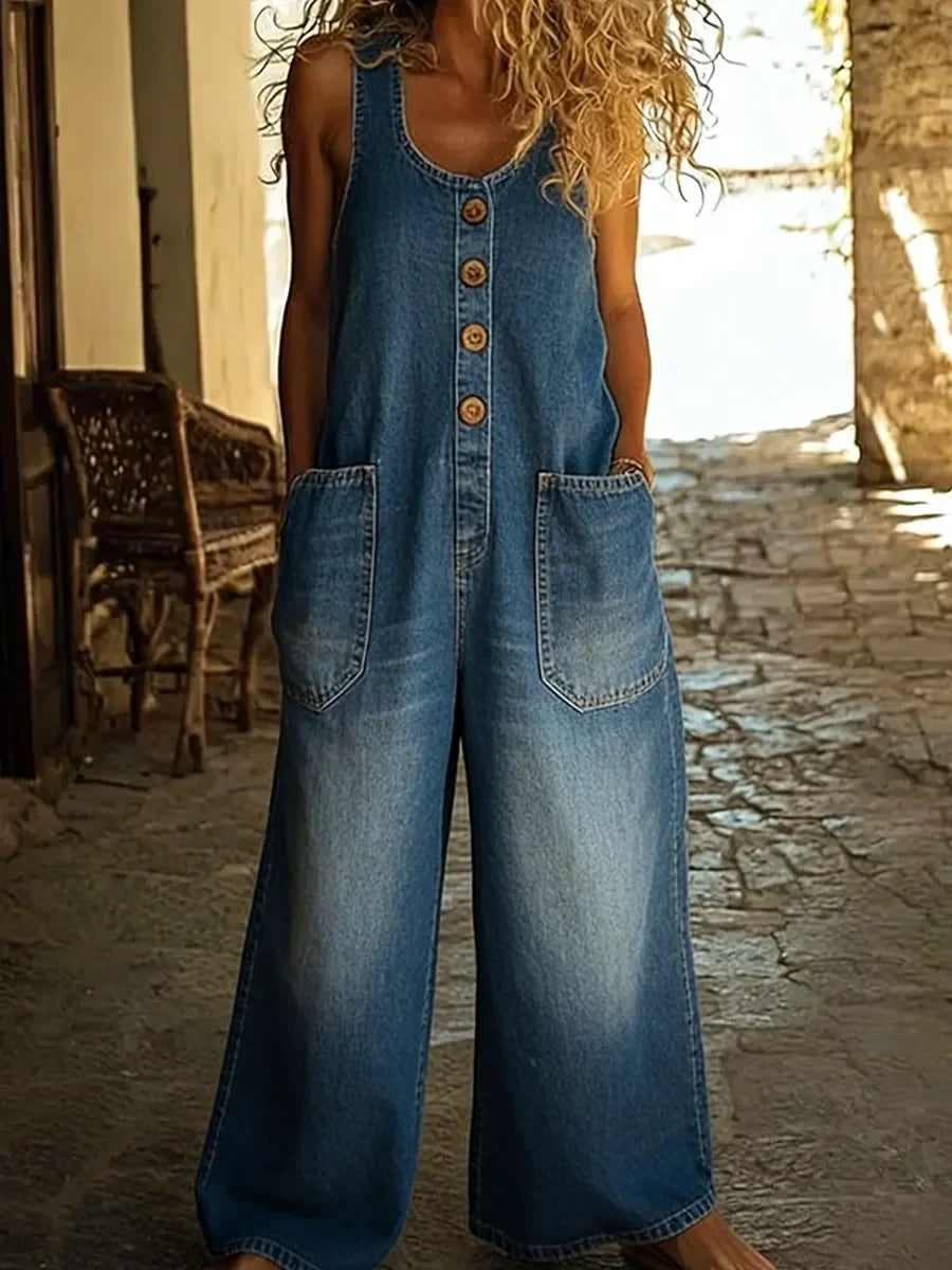 Renley London - Vintage Washed Cotton Denim Overalls