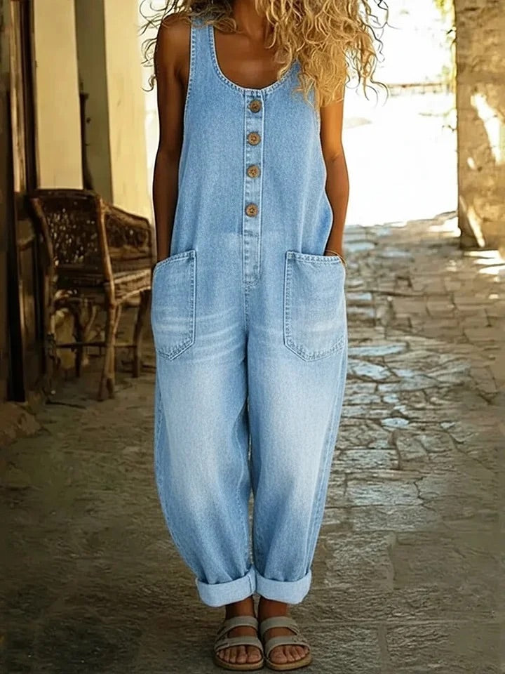Renley London - Vintage Washed Cotton Denim Overalls
